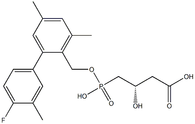 (3S)-3-Hydroxy-4-[hydroxy[2-(4-fluoro-3-methylphenyl)-4,6-dimethylbenzyloxy]phosphinyl]butyric acid Struktur