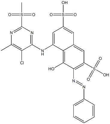 5-[[5-Chloro-6-methyl-2-(methylsulfonyl)-4-pyrimidinyl]amino]-4-hydroxy-3-(phenylazo)-2,7-naphthalenedisulfonic acid Struktur