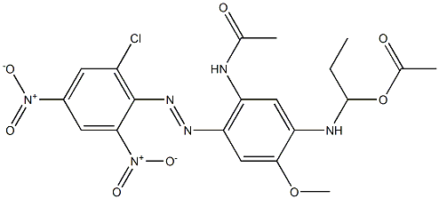 Acetic acid 1-[[5-acetylamino-4-(6-chloro-2,4-dinitrophenyl)azo-2-methoxyphenyl]amino]propyl ester Struktur