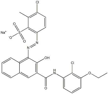 3-Chloro-2-methyl-6-[[3-[[(2-chloro-3-ethoxyphenyl)amino]carbonyl]-2-hydroxy-1-naphtyl]azo]benzenesulfonic acid sodium salt Struktur