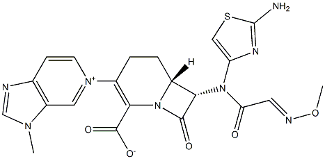 (6R,7S)-7-[(2-Aminothiazol-4-yl)(methoxyimino)acetylamino]-8-oxo-3-[(3-methyl-3H-imidazo[4,5-c]pyridin-5-ium)-5-yl]-1-azabicyclo[4.2.0]oct-2-ene-2-carboxylate Struktur