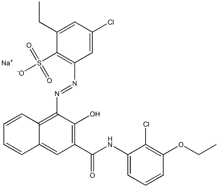 4-Chloro-2-ethyl-6-[[3-[[(2-chloro-3-ethoxyphenyl)amino]carbonyl]-2-hydroxy-1-naphtyl]azo]benzenesulfonic acid sodium salt Struktur