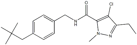 4-Chloro-5-ethyl-2-methyl-N-(4-(2,2-dimethylpropyl)benzyl)-2H-pyrazole-3-carboxamide Struktur