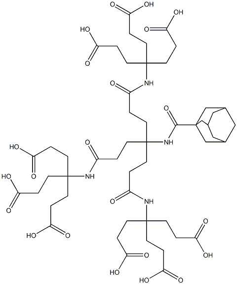 N-[1,1-Bis[2-[[[1,1-bis(2-carboxyethyl)-3-carboxypropyl]amino]carbonyl]ethyl]-3-[[[1,1-bis(2-carboxyethyl)-3-carboxypropyl]amino]carbonyl]propyl]adamantane-1-carboxamide Struktur