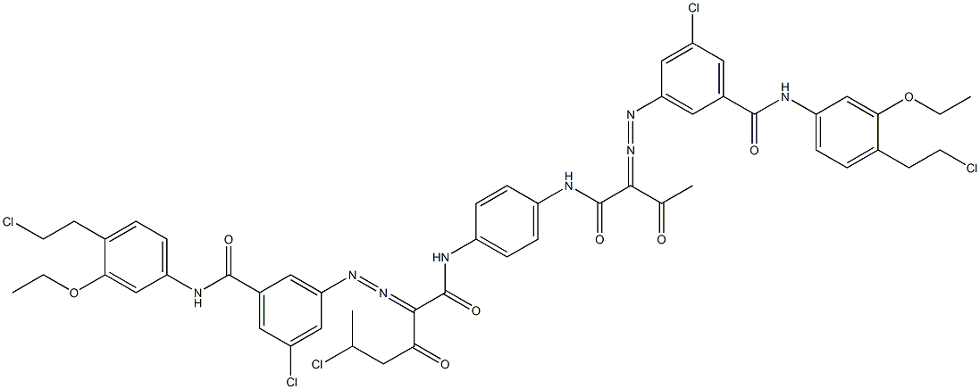 3,3'-[2-(1-Chloroethyl)-1,4-phenylenebis[iminocarbonyl(acetylmethylene)azo]]bis[N-[4-(2-chloroethyl)-3-ethoxyphenyl]-5-chlorobenzamide] Struktur