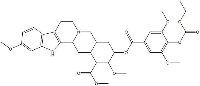 3-[4-(Ethoxycarbonyloxy)-3,5-dimethoxybenzoyloxy]-1,2,3,4,4a,5,7,8,13,13b,14,14a-dodecahydro-2,11-dimethoxybenz[g]indolo[2,3-a]quinolizine-1-carboxylic acid methyl ester Struktur