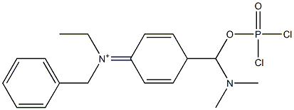 N-Benzyl-N-ethyl-4-[(dimethylamino)(dichlorophosphinyloxy)methyl]-2,5-cyclohexadien-1-iminium Struktur