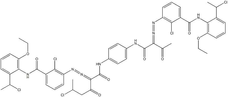 3,3'-[2-(1-Chloroethyl)-1,4-phenylenebis[iminocarbonyl(acetylmethylene)azo]]bis[N-[2-(1-chloroethyl)-6-ethoxyphenyl]-2-chlorobenzamide] Struktur