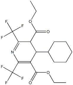 3,4-Dihydro-2,6-bis(trifluoromethyl)-4-cyclohexylpyridine-3,5-dicarboxylic acid diethyl ester Struktur