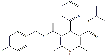 1,4-Dihydro-2,6-dimethyl-4-(2-pyridinyl)pyridine-3,5-dicarboxylic acid 3-(4-methylbenzyl)5-isopropyl ester Struktur