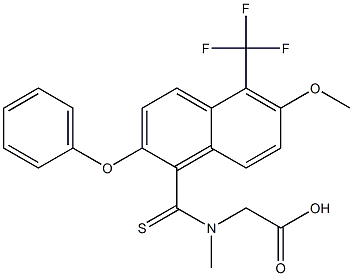 [N-[[2-Phenoxy-6-methoxy-5-trifluoromethyl-1-naphthalenyl]thiocarbonyl]-N-methylamino]acetic acid Struktur