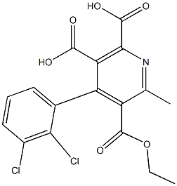 4-(2,3-Dichlorophenyl)-2-methyl-3,5,6-pyridinetricarboxylic acid dihydrogen 3-ethyl ester Struktur