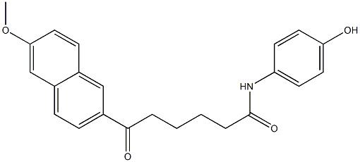 6-Oxo-N-(4-hydroxyphenyl)-6-[6-methoxy-2-naphtyl]hexanamide Struktur