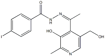 1-(2-Methyl-3-hydroxy-5-hydroxymethylpyridin-4-yl)ethanone 4-iodobenzoyl hydrazone Struktur