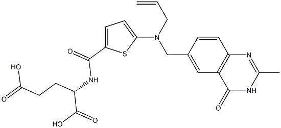 (2S)-2-[5-[N-(2-Propenyl)-N-[[(3,4-dihydro-2-methyl-4-oxoquinazolin)-6-yl]methyl]amino]-2-thienylcarbonylamino]glutaric acid Struktur