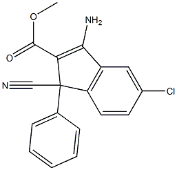 3-Amino-1-cyano-5-chloro-1-(phenyl)-1H-indene-2-carboxylic acid methyl ester Struktur