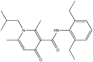 1-Isobutyl-1,4-dihydro-2,6-dimethyl-N-(2,6-diethylphenyl)-4-oxopyridine-3-carboxamide Struktur