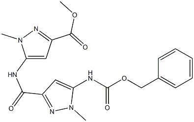 5-[[(5-Benzyloxycarbonylamino-1-methyl-1H-pyrazol)-3-yl]carbonylamino]-1-methyl-1H-pyrazole-3-carboxylic acid methyl ester Struktur