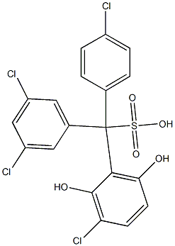 (4-Chlorophenyl)(3,5-dichlorophenyl)(3-chloro-2,6-dihydroxyphenyl)methanesulfonic acid Struktur