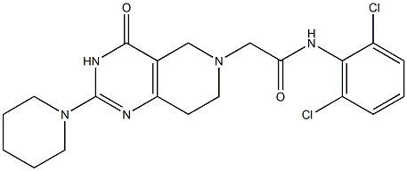 2-[(2-Piperidino-3,4,5,6,7,8-hexahydro-4-oxopyrido[4,3-d]pyrimidin)-6-yl]-2',6'-dichloroacetanilide Struktur