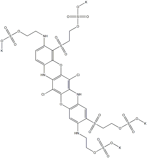 6,13-Dichloro-3,10-bis[2-(potassiooxysulfonyloxy)ethylamino]-2,11-bis[2-(potassiooxysulfonyloxy)ethylsulfonyl]-5,12-dioxa-7,14-diazapentacene Struktur