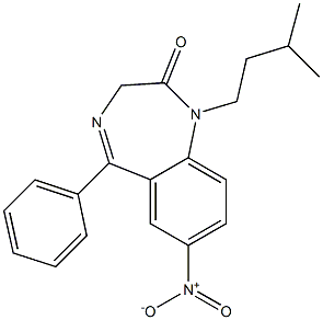 7-Nitro-1-isopentyl-5-(phenyl)-1H-1,4-benzodiazepin-2(3H)-one Struktur