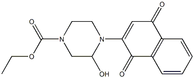 2-[2-Hydroxy-4-(ethoxycarbonyl)piperazin-1-yl]-1,4-naphthoquinone Struktur