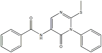 3-Phenyl-2-methylthio-5-benzoylaminopyrimidin-4(3H)-one Struktur