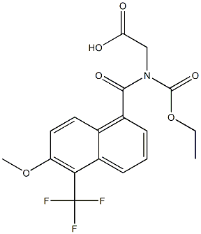 [N-(Ethoxycarbonyl)-N-[oxo[5-(trifluoromethyl)-6-methoxy-1-naphtyl]methyl]amino]acetic acid Struktur