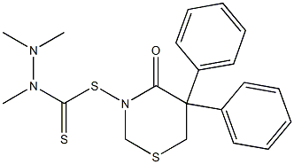 1,2,2-Trimethylhydrazine-1-carbodithioic acid (tetrahydro-5,5-diphenyl-4-oxo-4H-1,3-thiazin)-3-yl ester Struktur