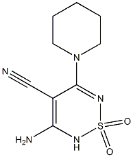 3-Amino-4-cyano-5-piperidino-2H-1,2,6-thiadiazine 1,1-dioxide Struktur