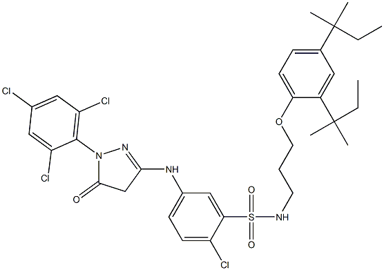 1-(2,4,6-Trichlorophenyl)-3-[4-chloro-3-[3-(2,4-di-tert-pentylphenoxy)propylsulfamoyl]anilino]-5(4H)-pyrazolone Struktur