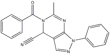 5-Benzoyl-4,5-dihydro-6-methyl-1-phenyl-1H-pyrazolo[3,4-d]pyrimidine-4-carbonitrile Struktur