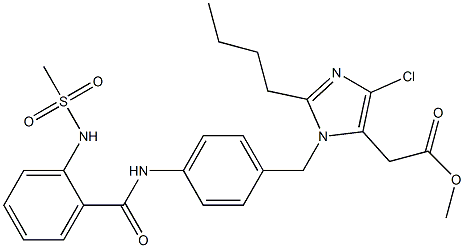 2-Butyl-4-chloro-1-[4-[2-(methylsulfonylamino)benzoylamino]benzyl]-1H-imidazole-5-acetic acid methyl ester Struktur