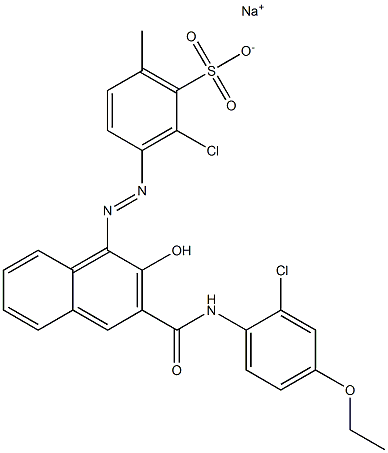 2-Chloro-6-methyl-3-[[3-[[(2-chloro-4-ethoxyphenyl)amino]carbonyl]-2-hydroxy-1-naphtyl]azo]benzenesulfonic acid sodium salt Struktur