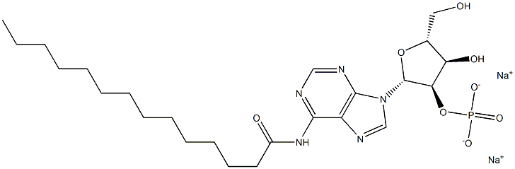 N-Myristoyladenosine-2'-phosphoric acid disodium salt Struktur