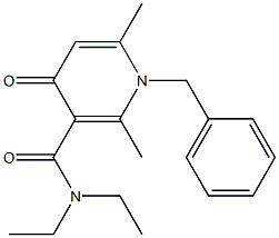 1-Benzyl-1,4-dihydro-N,N-diethyl-2,6-dimethyl-4-oxopyridine-3-carboxamide Struktur