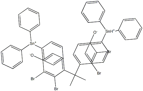 Bis(triphenyltin(IV))4,4'-(1-methylethylidene)bis(2,3-dibromophenolate) Struktur