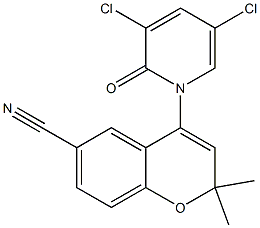 2,2-Dimethyl-6-cyano-4-[(3-chloro-5-chloro-1,2-dihydro-2-oxopyridin)-1-yl]-2H-1-benzopyran Struktur