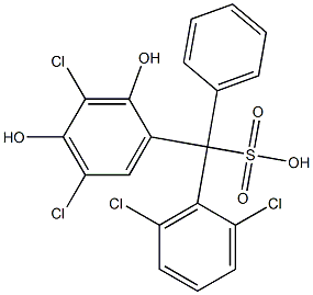 (2,6-Dichlorophenyl)(3,5-dichloro-2,4-dihydroxyphenyl)phenylmethanesulfonic acid Struktur