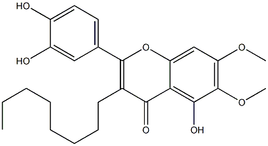 5-Hydroxy-2-(3,4-dihydroxyphenyl)-6,7-dimethoxy-3-octyl-4H-1-benzopyran-4-one Struktur