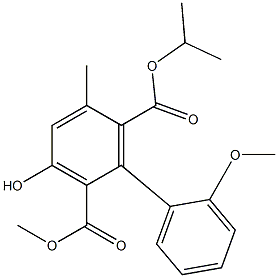 3-Hydroxy-5-methyl-2'-methoxy-1,1'-biphenyl-2,6-dicarboxylic acid 2-methyl 6-isopropyl ester Struktur