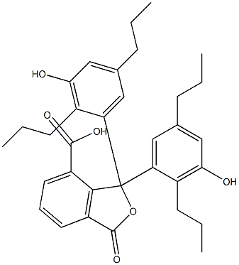 1,3-Dihydro-1,1-bis(3-hydroxy-2,5-dipropylphenyl)-3-oxoisobenzofuran-7-carboxylic acid Struktur