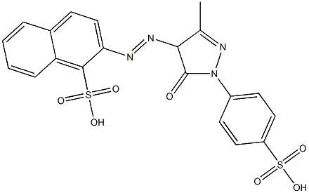 2-[[[4,5-Dihydro-3-methyl-5-oxo-1-(4-sulfophenyl)-1H-pyrazol]-4-yl]azo]-1-naphthalenesulfonic acid Struktur