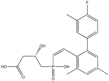 (3S)-3-Hydroxy-4-[hydroxy[(Z)-2-[2-(4-fluoro-3-methylphenyl)-4,6-dimethylphenyl]ethenyl]phosphinyl]butyric acid Struktur