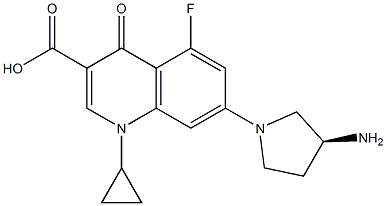 1-Cyclopropyl-7-[(3S)-3-amino-1-pyrrolidinyl]-5-fluoro-1,4-dihydro-4-oxoquinoline-3-carboxylic acid Struktur