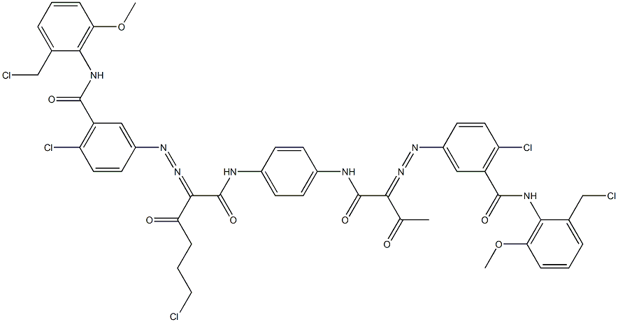 3,3'-[2-(2-Chloroethyl)-1,4-phenylenebis[iminocarbonyl(acetylmethylene)azo]]bis[N-[2-(chloromethyl)-6-methoxyphenyl]-6-chlorobenzamide] Struktur