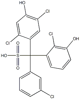 (3-Chlorophenyl)(2-chloro-3-hydroxyphenyl)(2,5-dichloro-4-hydroxyphenyl)methanesulfonic acid Struktur