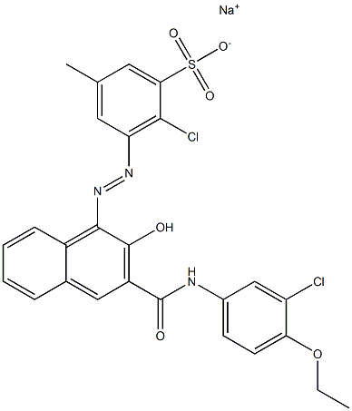 2-Chloro-5-methyl-3-[[3-[[(3-chloro-4-ethoxyphenyl)amino]carbonyl]-2-hydroxy-1-naphtyl]azo]benzenesulfonic acid sodium salt Struktur