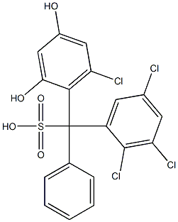 (6-Chloro-2,4-dihydroxyphenyl)(2,3,5-trichlorophenyl)phenylmethanesulfonic acid Struktur